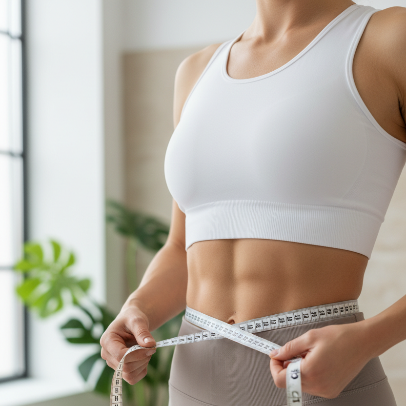 devi creasre un immagine con una persona un metro raffigurato in vita  e da inserire nel sito e -commerce su integratori